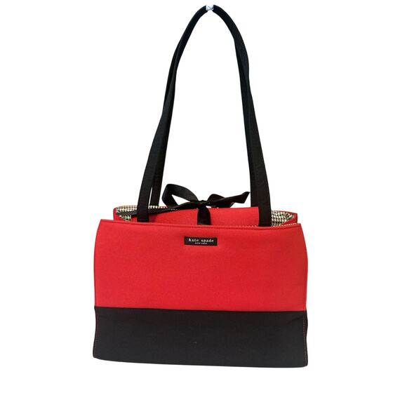 Vintage Kate Spade Bag First Edition Rare Red and Black Structured Tote Handbag - Picture 2 of 13